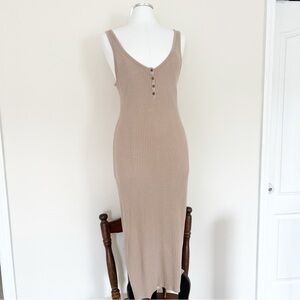 Forever 21 Sleeveless Knit Henley Midi Taupe Dress Large Spring Summer Beach